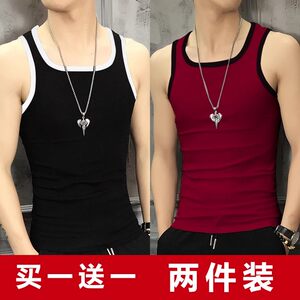 
Cheap free shipping large size vest men's youth summer sleeveless t-shirt trendy solid color inner bottoming round neck men's clothing