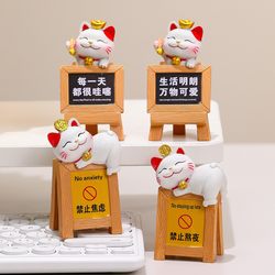 New Creative Small Blackboard Lucky Cat Office Desk Decoration Cartoon Ornament Gift Healing Gift