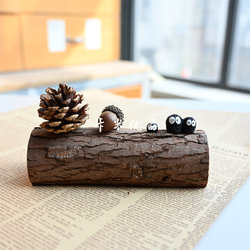 Zakka Original Natural Healing Ornament Wooden Stump Small Stool Branch Chair Squirrel Ornament Photo Prop