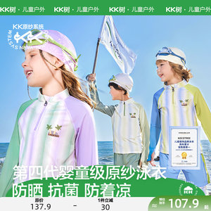 KK tree children's swimsuit boys and girls baby long sleeve split three-piece swimsuit pants soak in hot spring beach sun protection
