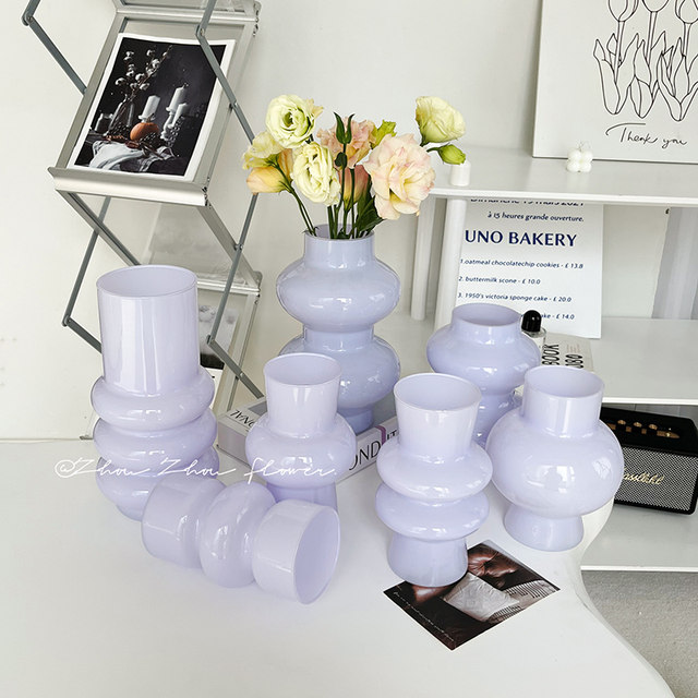 ins dopamine glass vase water-raised flowers living room flower arrangement B&B home TV cabinet medieval flower utensils purple
