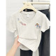 2025 summer new design V-neck front shoulder short-sleeved T-shirt for women with slimming and flesh-covering basic versatile top