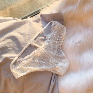 Laolao sauce lace crossbuts sexy underwear low waist mesh transparent pure desire wind white
