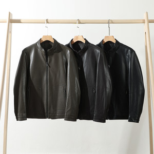 
Thousand yuan level! New super fiber leather! Soft and elastic! Autumn and winter casual stand-up collar motorcycle leather jacket men's black jacket