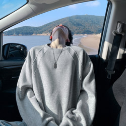 American-Style Heavyweight Crewneck Sweatshirt for Men, 2026 Spring, Loose Fit, Hoodless, Long-Sleeved, Inner Layer T-Shirt, Casual Top for Boys