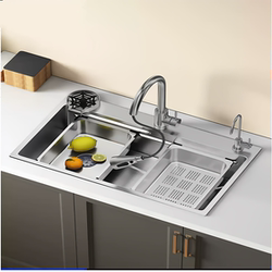 Sus304 Stainless Steel Thickeneded Kitchen Sink Millet Grain Embossed Sink Household Dishwashing Sink Large Single Tank
