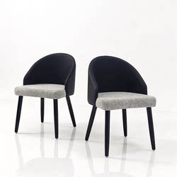 Italian-Style Black Dining Chair, Modern Minimalist Light Luxury Hotel Chair, Light Luxury Fabric Designer Leisure Chair with Backrest, Home Chair