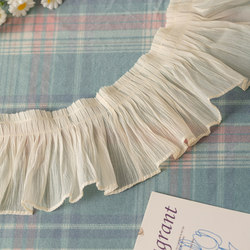 2m Pleated Chiffon Lace Garment Accessories Double-Layer Organza Lace Trim Cuff Skirt Hem Neckline Lace DIY