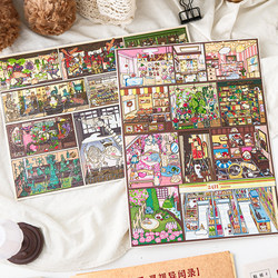 Ghost Stories Grid Room Scenery Stickers - Micro Horror Fun Plot Miniature Scene Handmade DIY Stress Relief Stickers