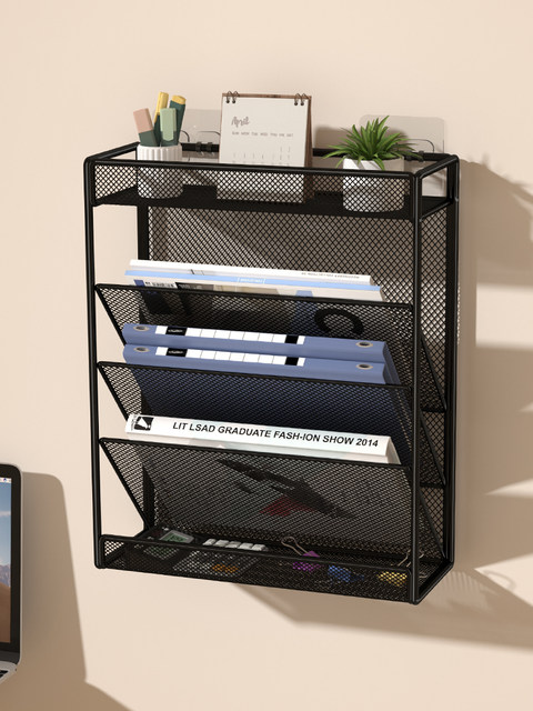 Wall-mounted multi-function file rack wall iron multi-layer folder ...