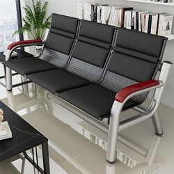 Modern Wrought Iron Office Bench, Waiting Room Row Chairs, Three-Seater Bench, Office Reception Small Coffee Table Sofa