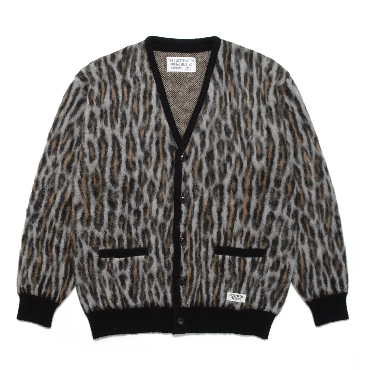 代购WACKO MARIA LEOPARD MOHAIR KNIT CARDIGAN 豹纹开衫22SS-Taobao