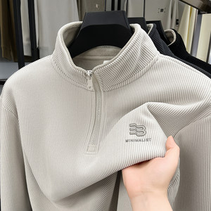 
Half-zip stand-up collar plus velvet thick sweatshirt men's long-sleeved autumn and winter fashion bottoming shirt warm t-shirt top jacket