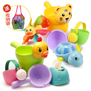
Baby bath toy water cart little yellow duck shampoo cup boys and girls baby children watering can beach set