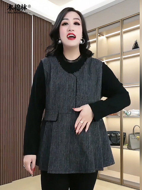 Autumn New Large Size Loose Artistic Retro Long Sleeve Striped All-matching Casual Printed Sweater Top Women's Clothing