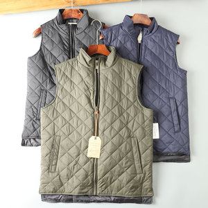 
Old American list! Foreign trade autumn and winter men's American style rhombus plaid quilted stand collar cotton vest vest jacket trendy