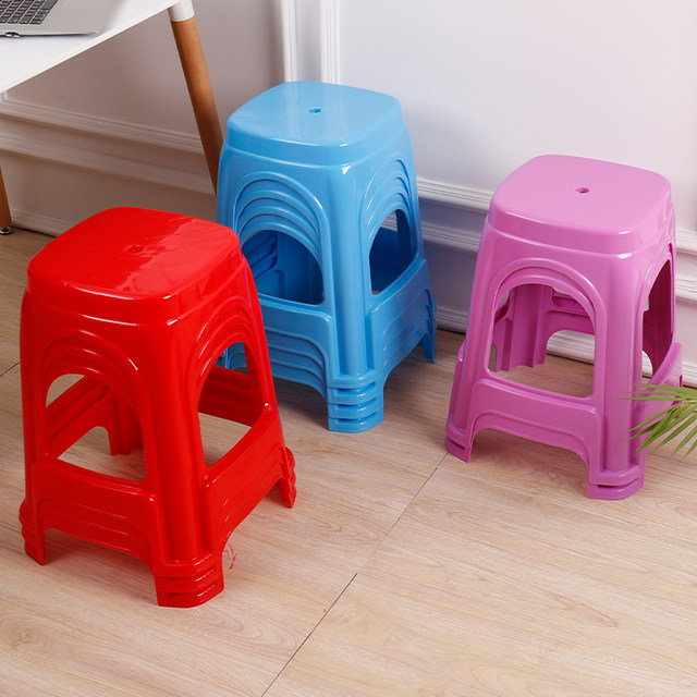 10 Extra-Thick Red Plastic Stools for Home Use, Banquet Red Stools ...