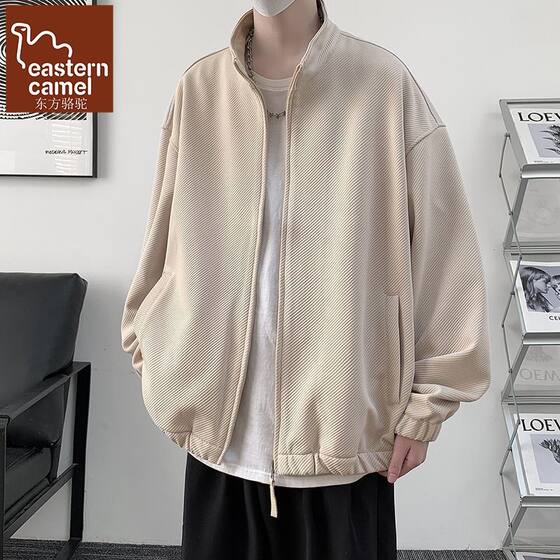 
Oriental camel stand collar twill jacket men's spring and autumn handsome baseball uniform top casual plus velvet thick men's jacket