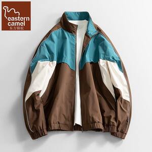 
Oriental Camel Spring and Autumn Stand Collar Retro Sports Jacket Three-Color Splicing Casual Versatile Tops for Men and Women