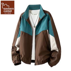 
Oriental Camel Stand Collar Jacket Men's Trendy Brand Color Block Spring and Autumn Men's Baseball Wear Workwear Style Loose Sports Jacket