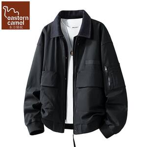 
Oriental Camel Spring and Autumn Casual New Fake Two-piece Lapel Jacket Men's Trendy Brand Simple American Fashion Jacket