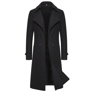 
New cross-border men's woolen coat, slim and handsome, mid-length windbreaker, men's tunic, cotton and thick coat, trendy
