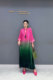 2025 summer new velvet dress tied dyed color Chinese long skirt elegant lady loose fashion large size women's clothing
