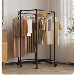 Clothes Rack Floor-Standing for Home Use on Balcony or Indoor, Simple Clothes Drying Rod, Mobile Clothes Hanger, Student Dormitory Clothes Drying Rack