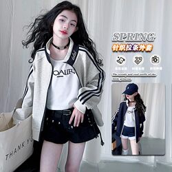 Girls' Jacket Spring and Autumn 2025 New Children's Autumn Sportswear for Older Girls Stylish Baseball Jacket Top