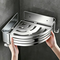 Bathroom Storage Rack 304 Stainless Steel Bathroom No-Drill Corner Toilet Shower Room Elevated Wall-Mounted Storage Shelf