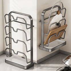 Wall-Mounted Pot Lid Rack, Kitchen Storage Rack, No-Drill Stainless Steel Cutting Board Organizer, Chopping Board Holder