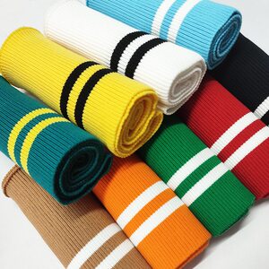 
Striped pure cotton stretch ribbed fabric down jacket collar cuff hem trouser legs closet thick threaded cloth