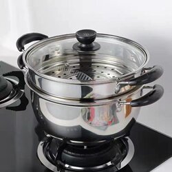 Stainless Steel 16/18/20/22/24/26 Thickened Soup Pot, Stew Pot, Milk Pot, Hot Pot, Steamer Pot for Induction Cooker and Gas Stove