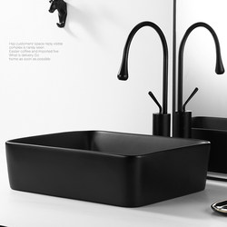 Nordic Black Countertop Ceramic Washbasin for Home Use, Square Wash Basin, Single Basin, Bathroom Countertop Basin, Gray Basin