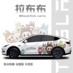 Car Stickers Labubu Cute Cartoon Personality Creative Car Body Decals No Glue Residue Scratch Cover Stickers