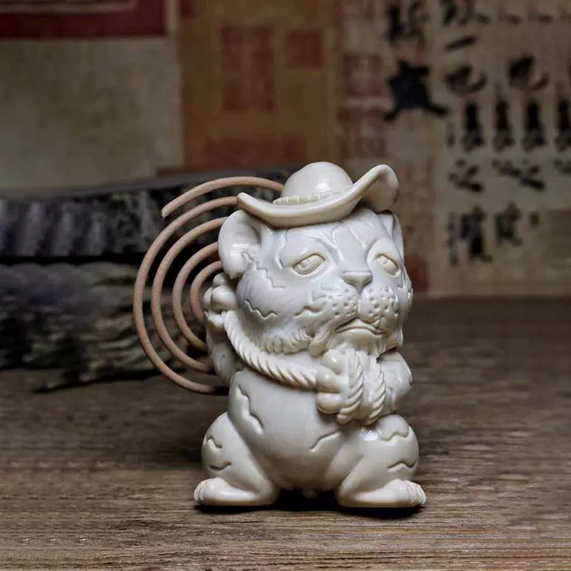 根付 象牙 虎 銘有