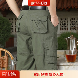 Summer New Thin Five-Point Shorts for Men, Loose Straight Casual Sports Multi-Pocket Cargo Shorts, Mid-Length Pants, Breeches, Beach Shorts