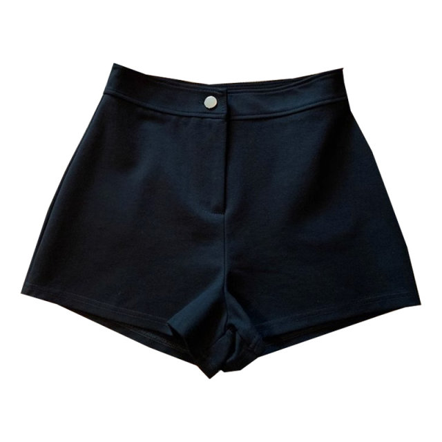 Black and white large size fat mm suit shorts for women 2025 summer thin high waist slim A-line tight stretch pants
