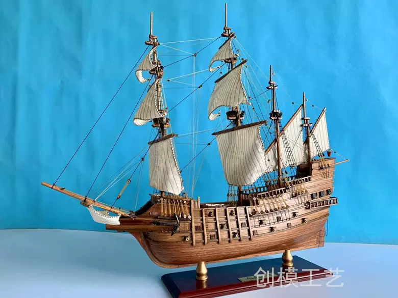 帆船模型 Amazon.com: HMS Endeavour,木製古代帆船模型,手工,收藏,展覽用法(A)纯