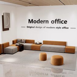 Modern Creative Office Leisure Booth Sofa Hotel 4S Store Milk Tea Shop Waiting Fabric Sofa Coffee Table Set