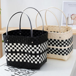 2025 New Handmade Woven Basket, Large Capacity Tote Bag, Beach Vacation, Spring Outing, Picnic Women's Bag, Mani