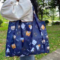 Large-Capacity Foldable Supermarket Eco-Friendly Shopping Bag, Fashionable Cartoon Mom Grocery Bag, Portable Oxford Cloth Tote Bag