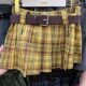 American retro advanced sense of niche lattice skirt female spring and autumn new high waist, thin pleated pleated pleated pleated skirt