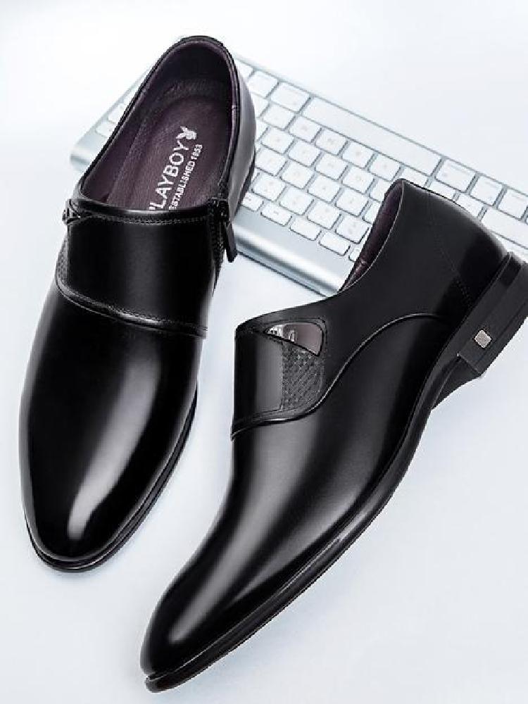 PLAYBOY 秋季韩版商务黑色皮鞋