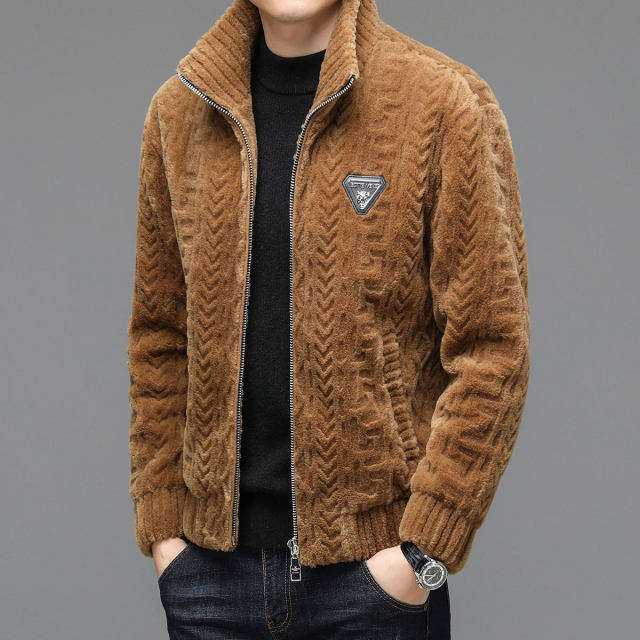 
Paul's official concave-convex lamb velvet fur coat men's stand-up collar short wool jacket winter thickened loose