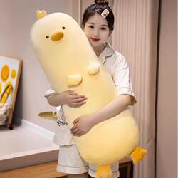 Super Soft Little Yellow Chicken Long Pillow for Girls to Sleep On, Children's Sleeping Companion, Soothing Side-Sleeping Leg-Hugging Pillow, Removable and Washable