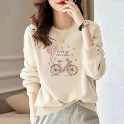 High-End Brand Jimo Pure Cotton Sweatshirt for Women, Spring and Autumn, Petite, Stylish, Age-Reducing, Casual, Versatile Top/Jacket
