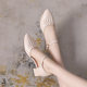 New small size sandals 31 32 33 summer thick heels genuine leather high heels women's shoes one-button soft sole mother's shoes
