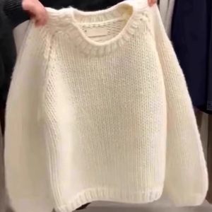 
Heavy process thickened 100% pure cashmere sweater for women round neck 2025 autumn and winter new loose large size knitted base shirt