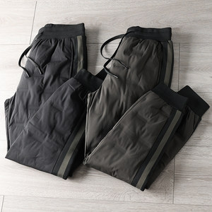 Cold winter! Outdoor waterproof! 90 white duck down! Winter fashion webbing stitching warm beam of down pants men
